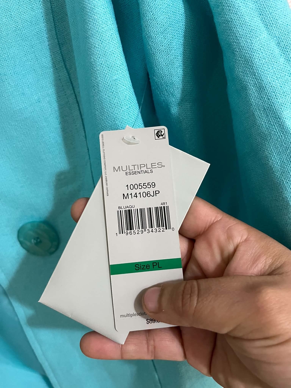 Multiples Aqua Ruffle-Cuff Collarless Jacket - Picture 7 of 11